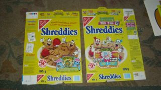 Teenage Mutant Ninja Turtles Nabisco Shreddies Cereal Boxes 2 Different
