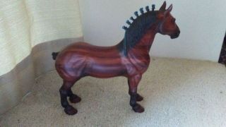 Peter Stone Woodgrain Standing Drafter Model Horse Marked With Name & Year 1996