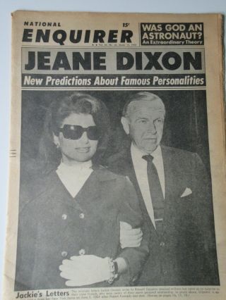 Jackie Onassis Kennedy National Enquirer March 15,  1970 Newspaper