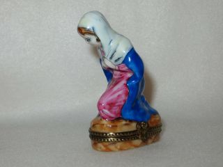 " Virgin Mary " Limoges France L N D Nativity Trinket Box - Peint A La Main -