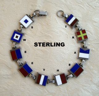 Estate Vintage Wwii Sterling Silver Enamel Nautical Flag Bracelet – Sweetheart