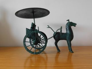 C.  19th - Antique Chinese China Bronze Horse Carriage Figure