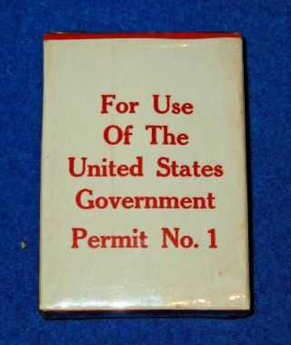 Vintage Poker Cards Remembrance For Use Of The Us Government Permit No.  1