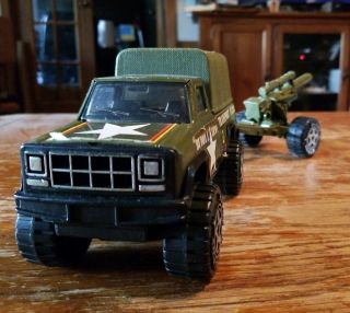 Buddy L 1979 T - 5278 Army Transport truck with Buddy L Cannon. 2