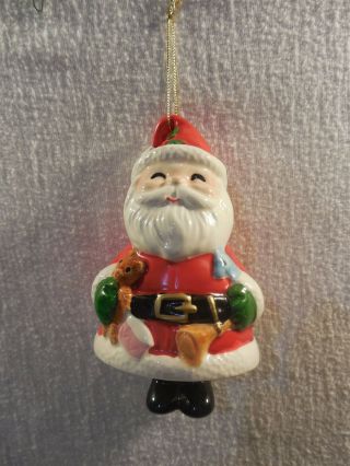 Vintage Napco Taiwan Ceramic Christmas Santa Claus With Feet Clanger Bell