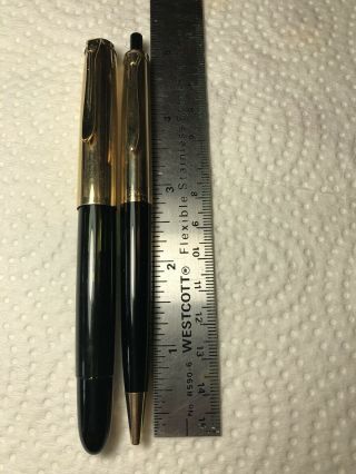 Vintage Rolled Gold Double L Pelikan Fountain Pen 14k Nib / Ballpoint Pen Set