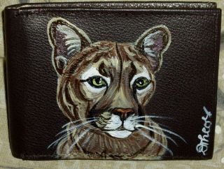 Panther Puma Hand Painted Leather Wallet For Men