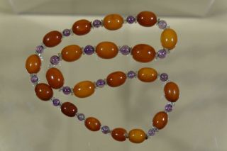 Chinese Natural Amber Beads Necklace.
