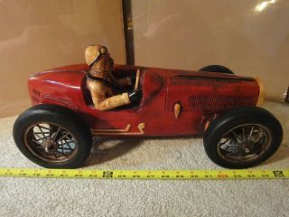 Handmade Wooden Model Car,  Roadster.  Vintage Tether Car Decor,  Race Car.  Unknown