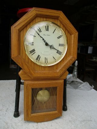 Daniel Dakota Quartz Westminster Chime Oak Wood Wall Clock 23 3/4 " T