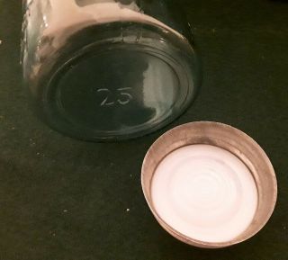 Blue Ball Perfect Mason Canning Fruit Jar / Zinc Lid / Both Marked 25 / Drop A