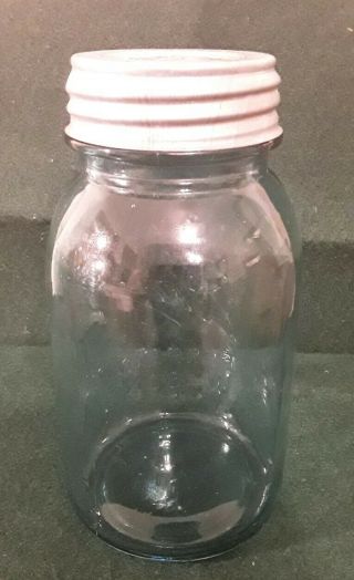 Blue Ball Perfect Mason Canning Fruit Jar / Zinc Lid / Both Marked 25 / Drop A 3