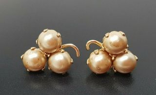 Vintage 10k Solid Gold Natural River Pearl Pierced Earrings