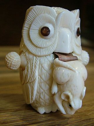 Unusual Vintage Owl & Mouse Sewing Tape Measure Fully 448.