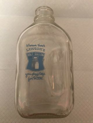 Vintage Lawson Dairy 1/2 Gallon Milk Glass Bottle