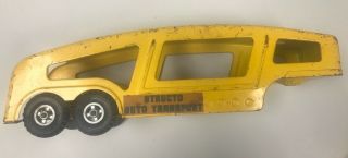 Vintage Structo Auto Transport Car Hauler Trailer Only Pressed Steel Yellow