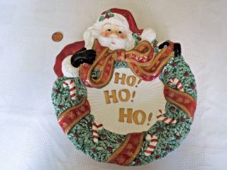 Christmas Santa Wreath Canape Serving Treat Plate Dish Fitz And Floyd Essentials