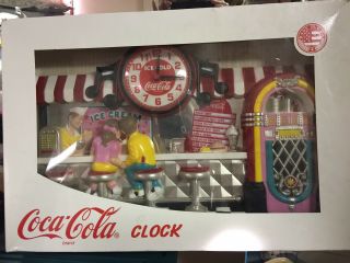 Nib Vintage 3d Coca Cola Wall Clock Jukebox Soda Fountain Ice Cream Parlor Soda