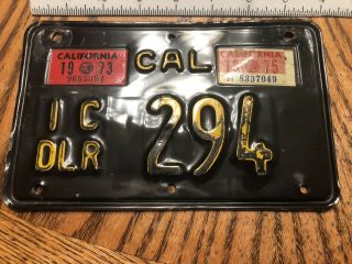 1973 1975 Dealer California Motorcycle License Plate Sticker Vintage Ic