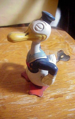 Donald Duck (c) Walt Disney Antique Celluloid Wind Up Toy 1930s