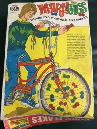 Vintage Kellogg’s Corn Flakes Box 1970s Whirligigs Bike Advertisement Antique 72