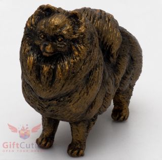 Tin Pewter Figurine Of Pomeranian Spitz Dog Ironwork