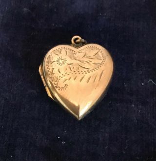 Vintage 9ct Gold Bk & Ft Engraved Heart Locket Pendant For Necklace 375 (d2q)