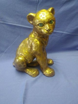 Golden Leopard Cub Statue