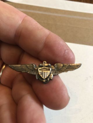 Vintage Sterling Silver Navy / Military Pilot Wings Badge / Pin