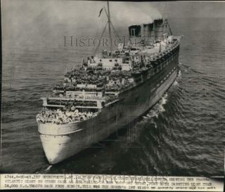 1945 Press Photo Us Troops Aboard Ss Queen Mary,  World War Ii,  York
