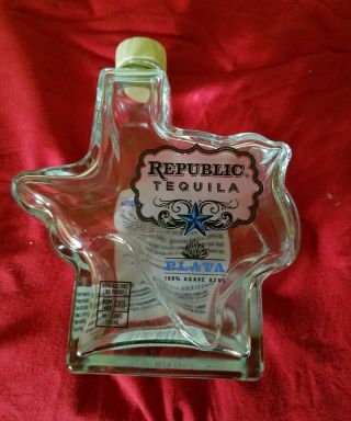 Collectible,  Republic Tequila,  Texas Bottle,  Glass 750ml Empty
