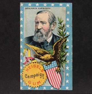 Pres Benjamin Harrison 1888 E181 Heisels Campaign Gum Trading Trade Card Eagle