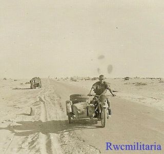 Best Wehrmacht Afrika Korps Kradmelder W/ Motorcycle On Desert Highway