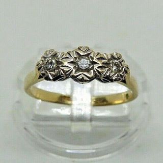 9ct Gold Diamond Trinity Ring Size O