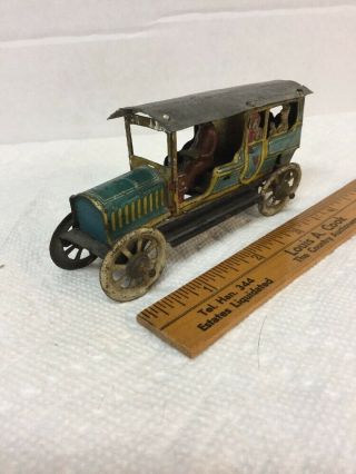 Rare Antique Tin Car & Driver People Jd Johann Distler Made In Germany Penny Toy