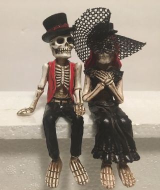 Skeleton Bride Groom Halloween Goth Wedding Day Of The Dead Decor Cake Topper