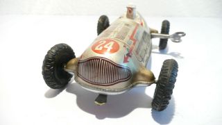 TIN WINDUP RACE CAR 1940 ' s TIPPCO RED LIGHTNING MADE IN US ZONE GERMANY & KEY 2