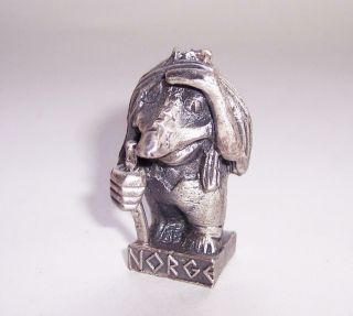 Vintage Norwegian Pewter Troll Figure Ornament 1.  5 " High