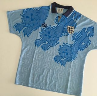 England 1992/93 Away Football Shirt M/l Vintage Soccer Jersey Umbro