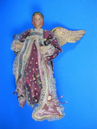 Angel Fairy Large Ornament Figurine Sandy Gore? 9 " Tall,  Red Lace Tulle Dress
