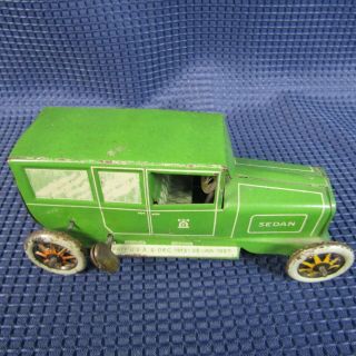 1927 Vintage Windup Lehmann DRGM ITO 765 Sedan Car Tin Toy Germany & Garage 3