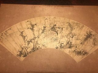 19 C.  Antique Chinese Fan Painting On Paper Signed