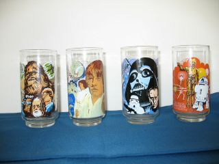 Vintage 1977 Burger King Star Wars Drinking Glasses - Complete Set Of 4