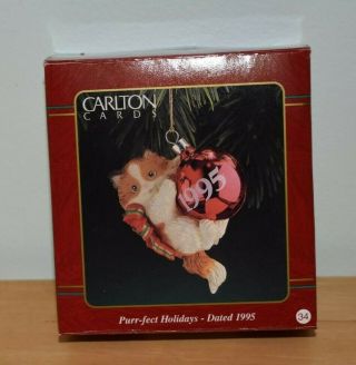 Carlton Cards Purr - Fect Holidays Cat Kitten Christmas Tree Ornament 1995