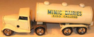 Tri - Ang Minic Clockwork No 71m Rare Pre War Articulated Milk Tanker.