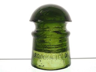 Vibrant Yellow Olive Green Cd 101 Brookfield Glass Mushroom Pony Insulator