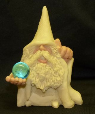 Signed Vtg 1992 Don White 3 " Wizard W Blue Crystal Ball Figurine Resin Polystone