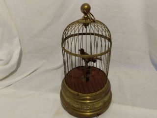 Vintage French Automation Singing Bird In Brass Cage