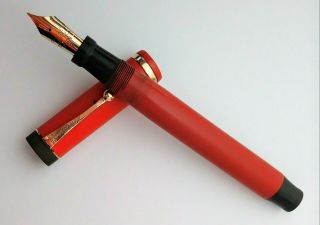 Vintage 1920s Parker Lucky Curve Duofold Sr.  " Big Red " Fountain Pen