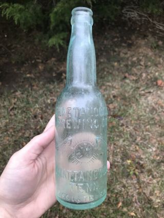 Antique Aqua Blown Chattanooga Brewing Co Tennessee Picture Beer Bottle W/ Eagle